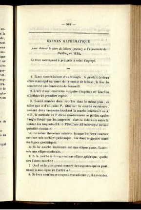 Examen mathématique.