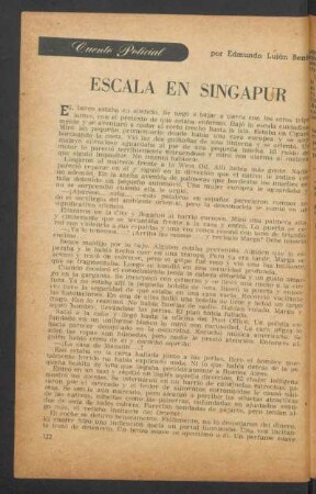 Escala en Singapur : Cuento policial
