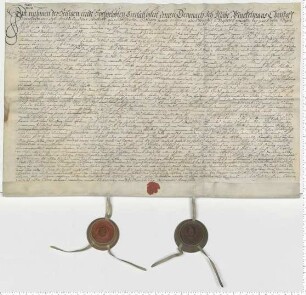 Testament der Ilsabe Winckelmans, Witwe des Christoff Winckelmans, besiegelt von den Ratsmannen Hartwich von Ditmerszen und Jonas Dehning.