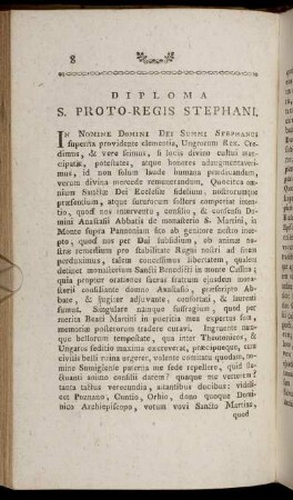 Diploma S. Proto Regis Stephani.
