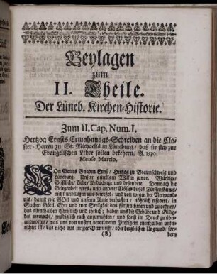 Beylagen zum II. Theile. Der Lüneb. Kirchen-Historie