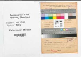 Entnazifizierung Theodor Kuttenkeuler , geb. 13.11.1902 ()