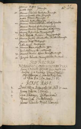 Sommerhalbjahr 1631. Rektorat Andreas Bayer