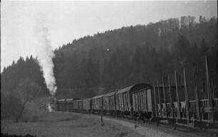 Lok 21, G(St) 305, Salzwagen und Eisenwagen, Ausfahrt Bad Imnau Richtung Haigerloch