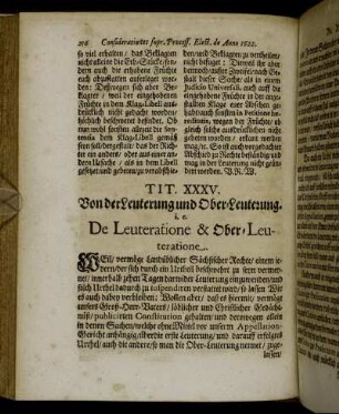 Tit. XXXV. Von der Leuterung und Ober-Leuterung. [...]