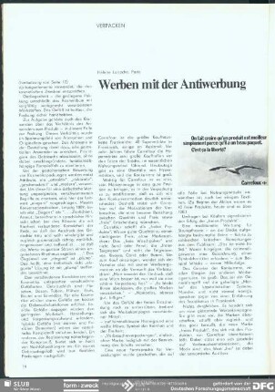 Werben mit der Antiwerbung : Verpacken