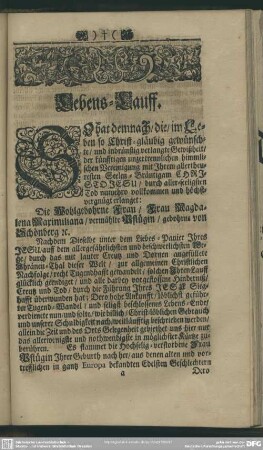 Lebenslauf : Lebens-Lauff