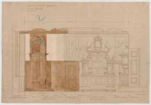 Thiersch, Friedrich von; Münsing / Starnberger See (Bayern); Schloss Seeburg, Umbau - Wanddekoration im Speisezimmer (Ansicht)
