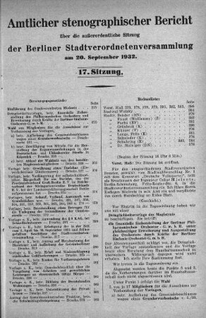 Sitzung 17, 20. September 1932