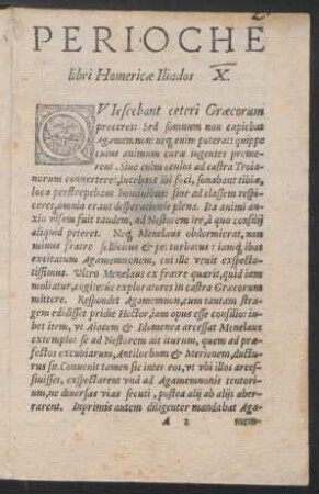 Perioche libri Homericae Iliados X.