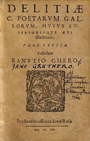 Delitiae C. Poetarum Gallorum, Huius Superiorisque Aevi illustrium, 3