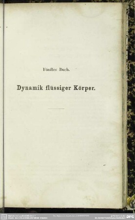 Fünftes Buch. Dynamik flüssiger Körper