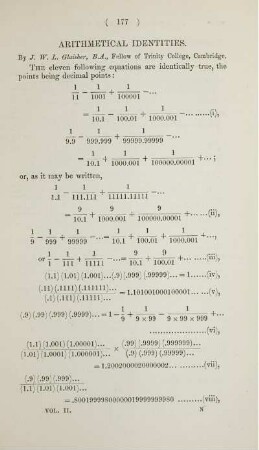 Arithmetical identities.