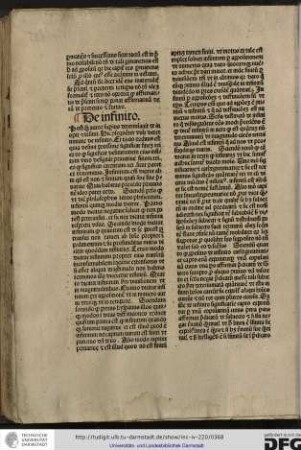 Postquam autor superius determinavit de incipit et desinit, hic consequenter vult determinare de infinito...