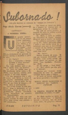 Subornado! : (Mensão honrosa no concurso de "Amigos de Detective"). [Novela completa]