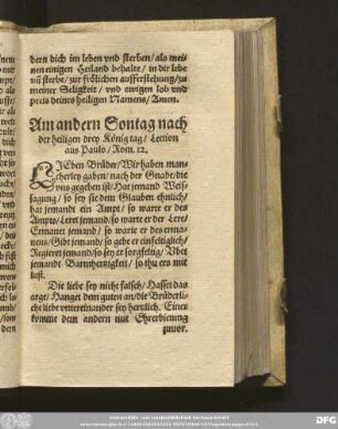 Am andern Sontag nach der heiligen drey König tag/ Lection aus Paulo/ Rom. 12.