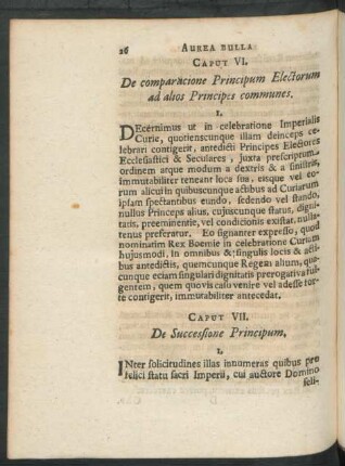 Caput VI. De comparacione Principum Electorum ad alios Principes communes.