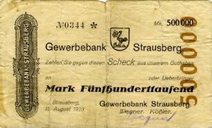 Gewerbebank Strausberg: 500.000 Mark 1923