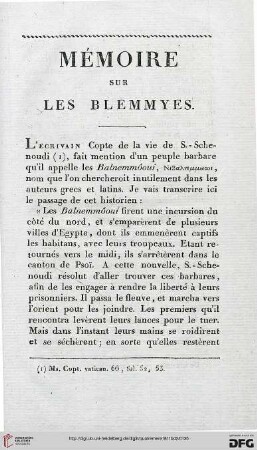 Mémoire sur les Blemmyes