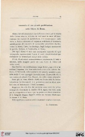 Annunzio di una grande pubblicazione sulle Chiese di Roma