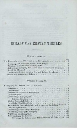 Inhalt des ersten Theiles.