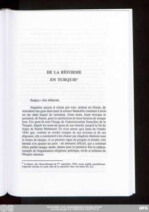 De La Réforme En Turquie