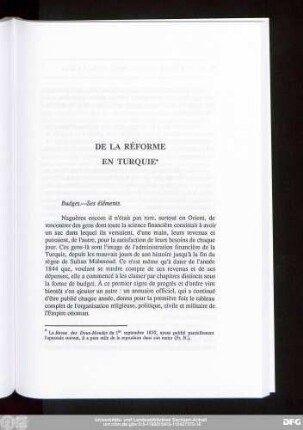 De La Réforme En Turquie