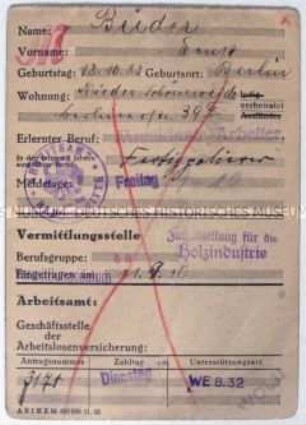 Nachweiskarte des Arbeitsamtes Berlin-Mitte