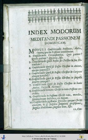 Index modorum meditandi passionem dominicam