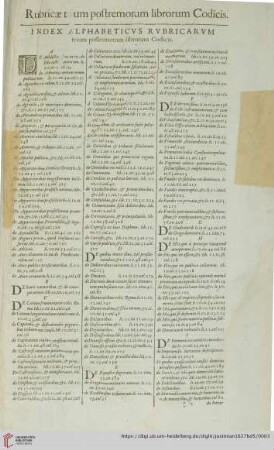 Index Alphabeticus Rubricarum