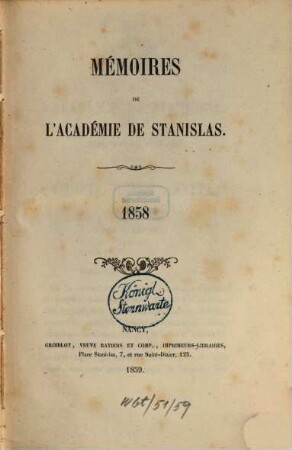 Mémoires de l'Académie de Stanislas, 1858 (1859)