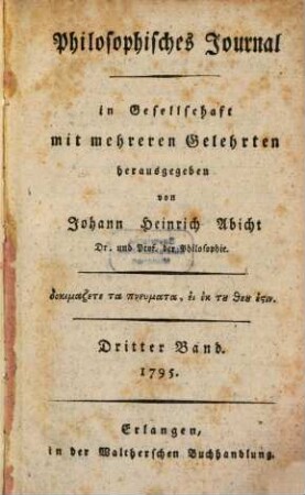 Philosophisches Journal. 3. 1795