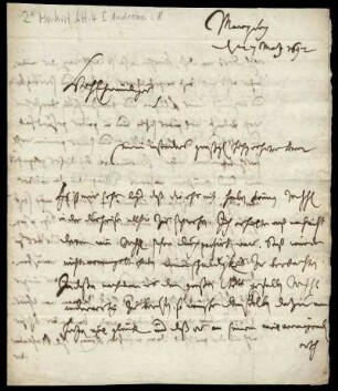 Brief von Samuel Andreae an Friedrich Lucae