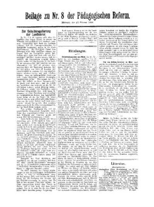 Zur Gehaltsregulierung der Landlehrer : Beilage zu Nr. 8 der Pädagogischen Reform