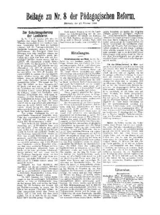 Zur Gehaltsregulierung der Landlehrer : Beilage zu Nr. 8 der Pädagogischen Reform