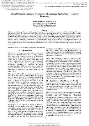 Ethical issues in language resources and language technology – Tentative taxonomy