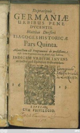 5: De praecipuis Germaniae Urbibus Pene Ducentis ...