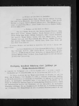 Verfügung, betreffend Erhebung eines Zuschlags zur Reichs-Grunderwerbsteuer