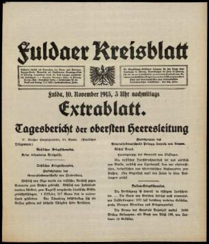 Ausgabe vom Mittwoch, den 10. November 1915.