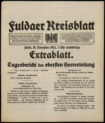 Ausgabe vom Mittwoch, den 10. November 1915.