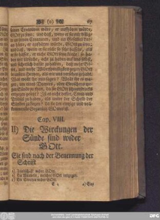 Cap. VIII. II) Die Wirckungen der Sünde sind wider Gott.