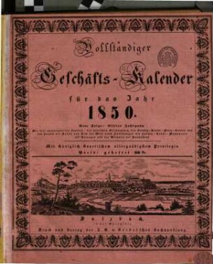 Vollständiger Geschäftskalender : auf das Jahr .... 1850 = Jg. 11