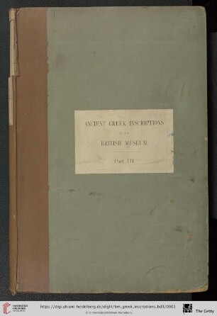 3: The collection of ancient Greek inscriptions in the British Museum: Priene, Iasos and Ephesos
