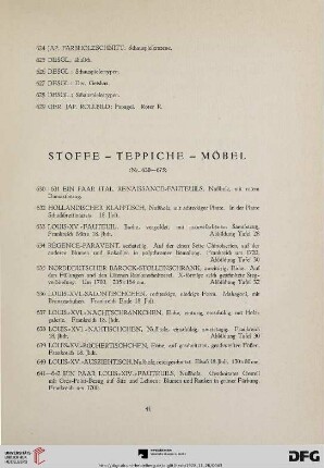 Stoffe. Teppiche, Möbel (Nr.630-675)