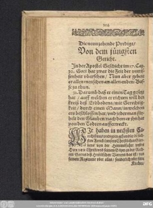 Die neunzehende Predigt/ Von dem jüngsten Gericht.