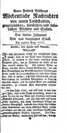 Vier und dreyßigstes Stück