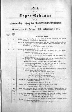 Tages-Ordnung, 10. Februar 1904