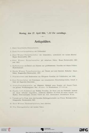 Antiquitäten (Nr. 1-123)