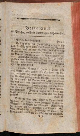 Verzeichniß der Berichte, welche in diesem Theil enthalten sind.