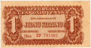 Geldschein, 1 Koruna, 1944